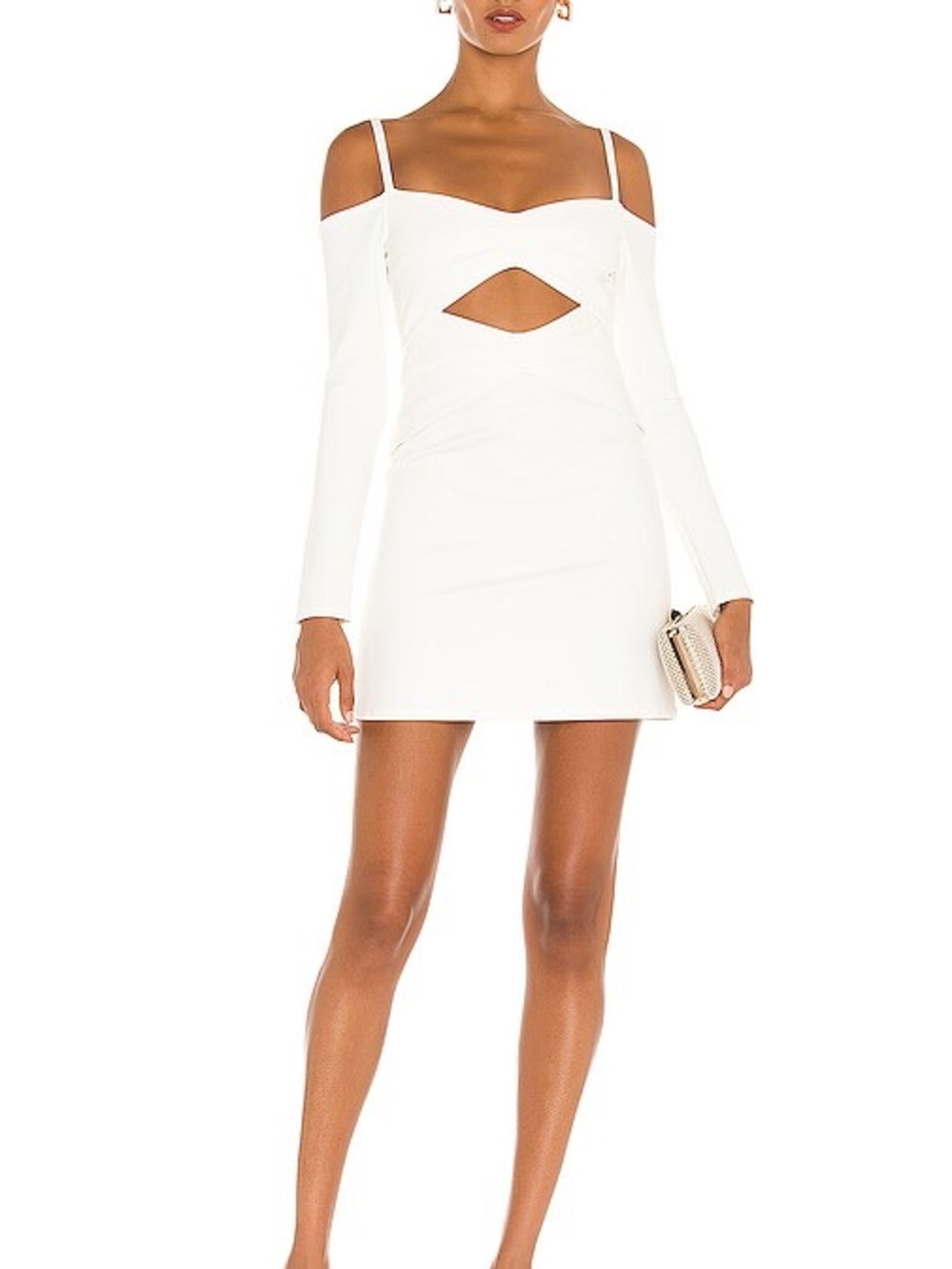 Alexis White Cold-Shoulder Madine Mini Dress with Diamond Cutout